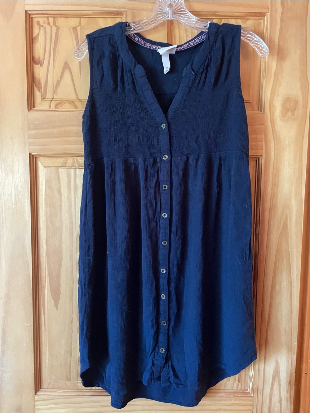 Knox Rose Navy Blue Button-Front Midi Dress